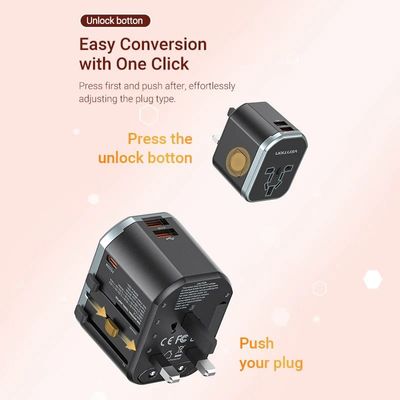 Vention 20W 3-Port USB (C + A + A) Universal Travel Adapter (FJCB0)_img_2