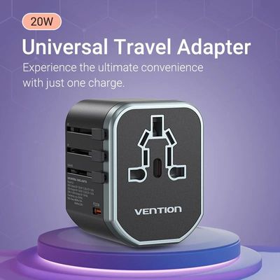 Vention 20W 3-Port USB (C + A + A) Universal Travel Adapter (FJCB0)_img_5