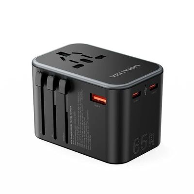 Vention 3-Port USB (C + C + A) GaN Universal Travel Adapter_img_0