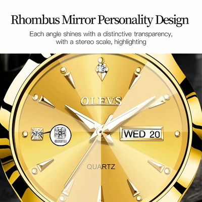OLEVS 8697 Ladies Chain Watch- Golden Dial- Golden Bezel- Golden Chain- TF Code OL973CF_img_3