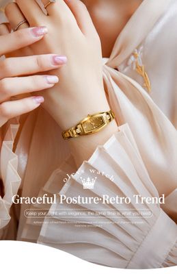 OLEVS 5501 Ladies Chain Watch- Golden Dial- Golden Bezel- Golden Chain- TF Code OL974CF_img_5