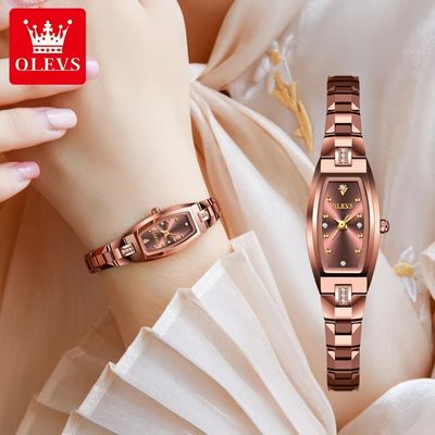 OLEVS 5501 Ladies Chain Watch-Coffee Dial- Coffee Bezel- Coffee Chain- TF Code OL975CF_img_3
