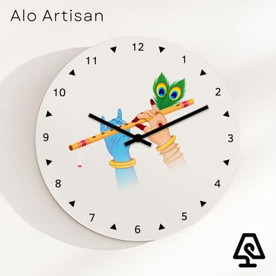 Radha Krishna Flute White Theme Wall Clock_img_0