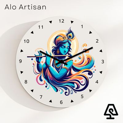 Lord Krishna White Theme Wall Clock_img_0