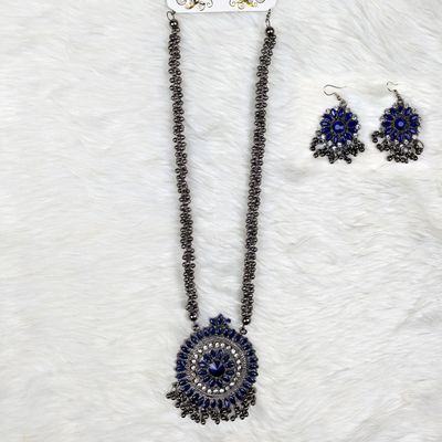 Antique Oxidized Necklace & Earrings Set – (Multiple Colors Available)_img_0