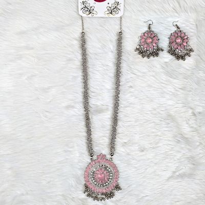 Antique Oxidized Necklace & Earrings Set – (Multiple Colors Available)_img_1