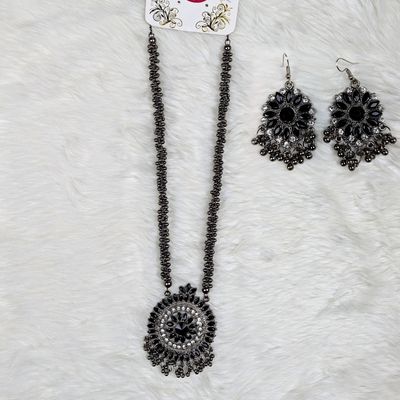 Antique Oxidized Necklace & Earrings Set – (Multiple Colors Available)_img_3