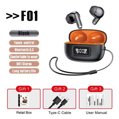 F01 Newest Tws True Wireless BT 5.3 Macaron Headphones Digital Hifi Stereo Low-latency Gaming Sports Headset With Lanyard f01_img_3