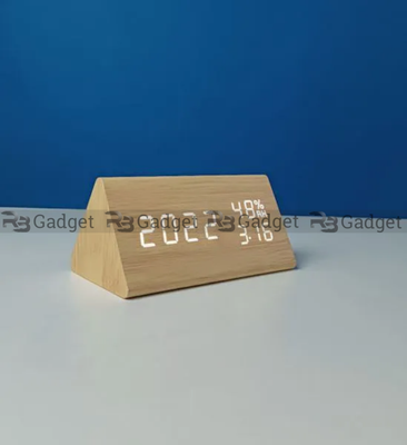 Triangle Wooden Style Digital LED Clock_img_1