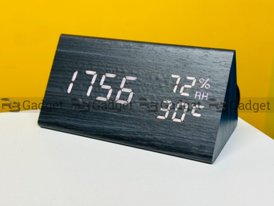 Triangle Wooden Style Digital LED Clock_img_2