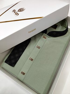 Ajwah Sage Green Elegance Panjabi_img_0