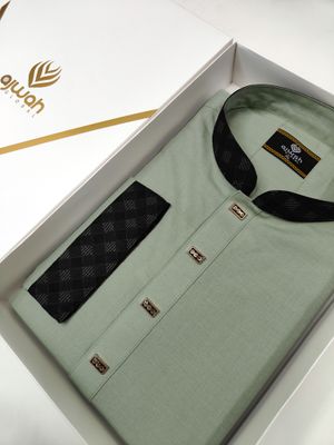 Ajwah Sage Green Elegance Panjabi_img_1