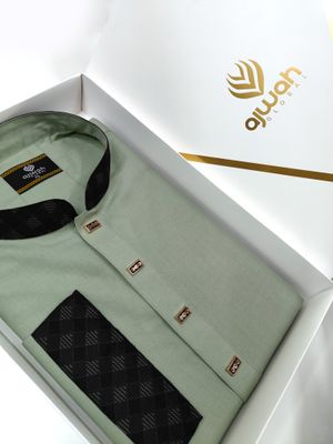 Ajwah Sage Green Elegance Panjabi_img_2