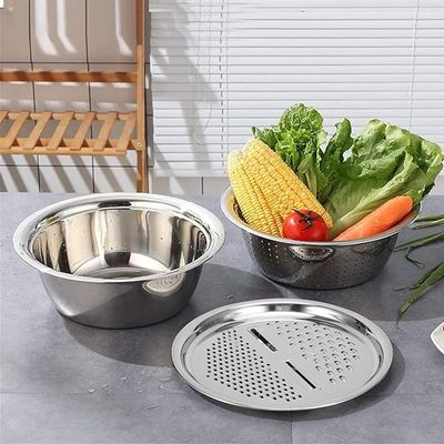 3-in-1 Stainless Steel Grater Bowl – Multifunctional Vegetable Chopper, Slicer & Strainer_img_3