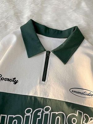 Premium American Vintage street half zipper T-Shirt_img_1
