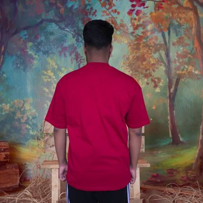 Solid (Maroon) Premium Oversized Drop Shoulder T-shirt (WITHOUT BOX)_img_1