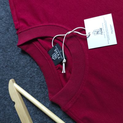 Solid (Maroon) Premium Oversized Drop Shoulder T-shirt (WITHOUT BOX)_img_3