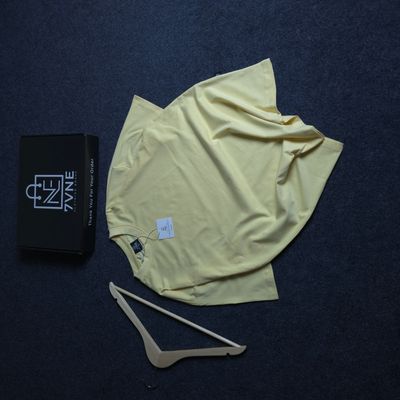 Solid (Pastel Yellow) Premium Oversized Drop Shoulder T-shirt_img_0