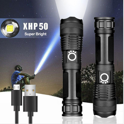 Rechargeable Waterproof Zoom LED Flashlight USB Torch Light_img_0