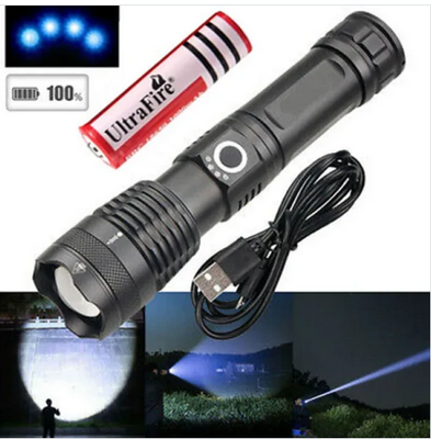 Rechargeable Waterproof Zoom LED Flashlight USB Torch Light_img_1