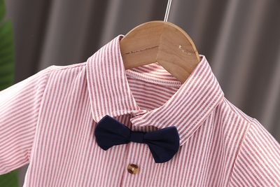 Kids Boys Summer Gentleman Outfit – Bow Tie Shirt & Shorts with Suspenders (6 Months to 5 Years)_img_2