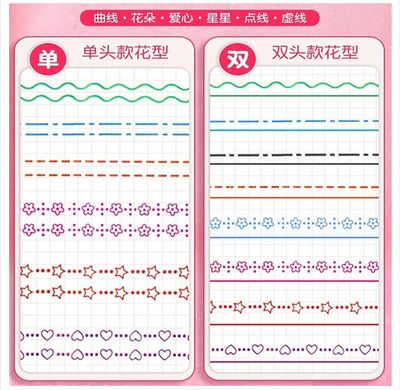 6 pieces Flower-Shaped Outline Curve Pen, Lace Pen, Handwritten Newspaper, Highlighter Pen, Graffiti Marking Pen_img_2