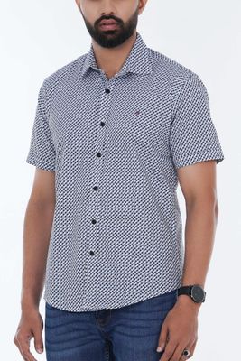 Slim-Fit Short-Sleeve Print Men Half Shirt | Palli_img_0