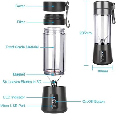 USB Rechargeable Mini Portable Fruit & Vegetable Blender_img_4