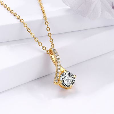 Cross-Border Copper Micro-Inlaid Zircon Mermaid Tail Pendant Necklace Women's Accessories Internet Celebrity Fashion Simple Clavicle Chain Accessories