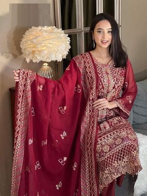 Semi –Embroidery & Sequence Work Party dress_img_1