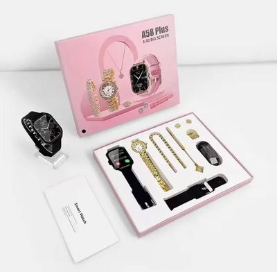 A58 Plus Smartwatch 2.02 Inch Big Screen A58+ 8 in 1 kit Ladies Gold Watch Smart Watch With Jewelry For Women_img_0