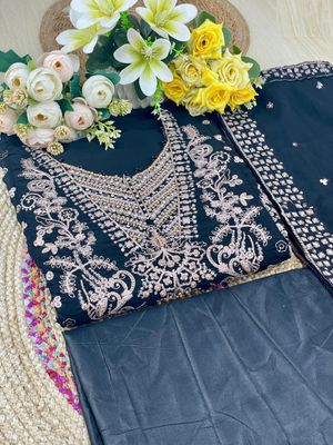 Semi –Embroidery & Sequence Work Party dress_img_4