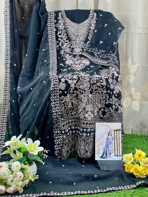 Semi –Embroidery & Sequence Work Party dress_img_6