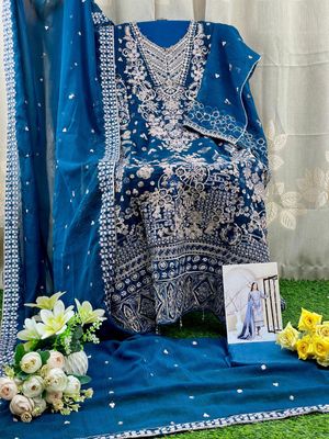 Semi –Embroidery & Sequence Work Party dress_img_13