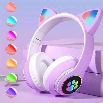 Cute Cat Ear Wireless Headphones with LED light_img_0
