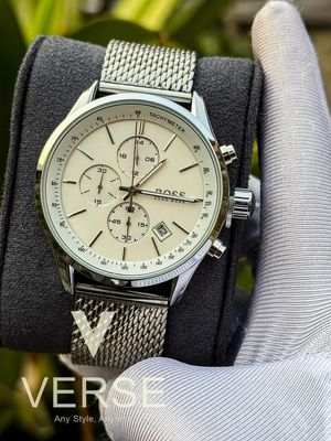 Boss mesh chain silver case white dial_img_0
