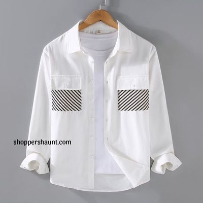 Trendy fashionable whute with stripe contrast shirt 1029_img_0