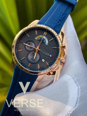 Hilfiger black blue belt golden case_img_0