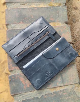 KROYSHALA Premium 100% Genuine Cow Leather Long Wallet – Black | Stylish & Spacious_img_3
