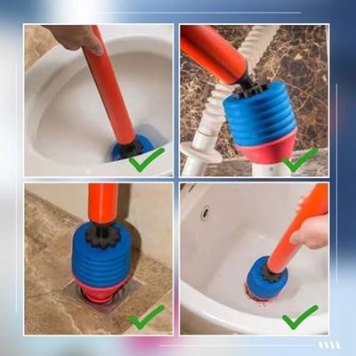 High Pressure Toilet Plunger Toilet Clog Remover Stainless Steel Toilet Cleaner for Toilet/Bathroom/Floor Drain/Clogged Pipe_img_1