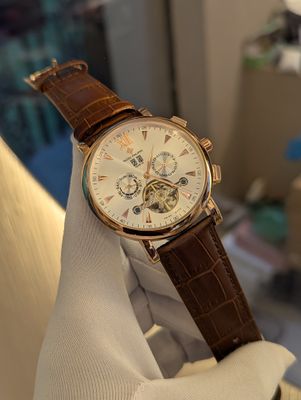 Patek Auto Belt RG Case Brown Belt White Dial_img_0