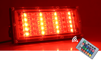 RGB LED Flood Light- Remote Controlled IP66 Waterproof Landscape & Outdoor Lighting (50W, AC220V) – Black Color_img_1