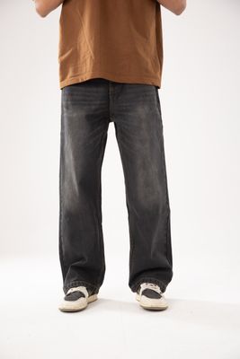 Deep grey baggy fitted denim pant_img_0