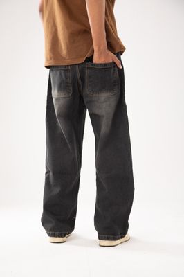 Deep grey baggy fitted denim pant_img_1