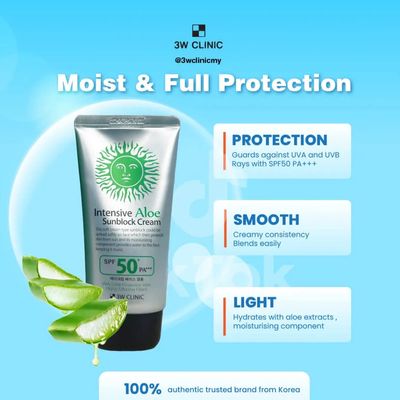 3W Clinic Intensive Aloe Sunblock Cream SPF50+ PA+++ 70ml_img_0