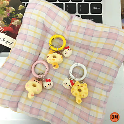 Cute Cartoon Siamese Kitten Circle Buckle KTins Wind Keychain_img_2