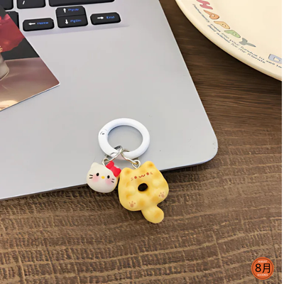 Cute Cartoon Siamese Kitten Circle Buckle KTins Wind Keychain_img_6
