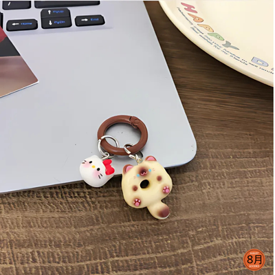 Cute Cartoon Siamese Kitten Circle Buckle KTins Wind Keychain_img_7