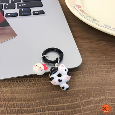 Cute Cartoon Siamese Kitten Circle Buckle KTins Wind Keychain_img_8