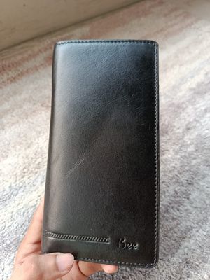 Genuine long Leather wallet with zipper